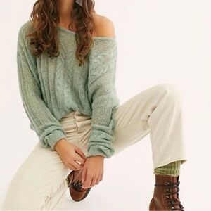 Free People NWT Angel Soft Knit Pullover Mint Green Sweater Size XS, M